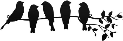 Metal Bird Wall Art 5 Birds on the Branch Wall Decor Leaves with Birds Sculpture