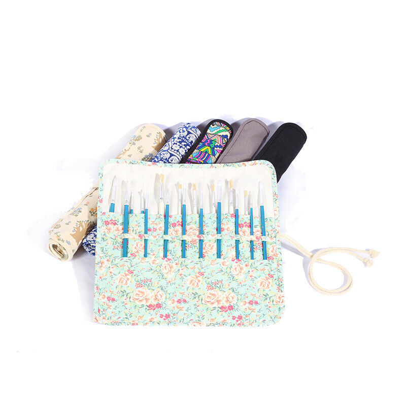 20 Pocket Art Paint Brush Case School Roll Up Pen Holder Canvas Pouch Bag