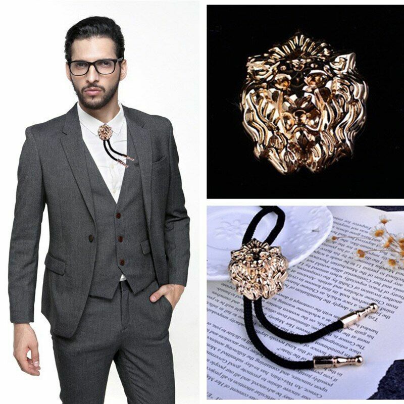 Men Lion's Head Bolo Tie Male Casual Cowboy Wear Suit Cravat Wool String Necktie