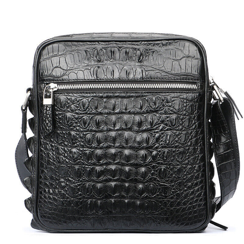 Handcrafted 100% Crocodile Skin Leather Shoulder bag Men's Multifunction handbag