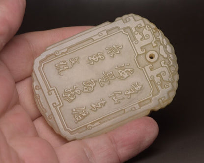 Chinese Natural Hetian Jade Carving Figure Story Nice White Jade Pendant Jewelry