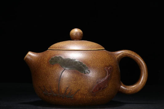 Chinese Yixing Zisha Clay Handmade lotus fishKung Fu Tea Exquisite Teapot 品名：西施壶