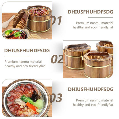 Rice Bowl Soup Sushi Tub Bucket Wood Steamer Japanese Oke Food Container 20x20cm