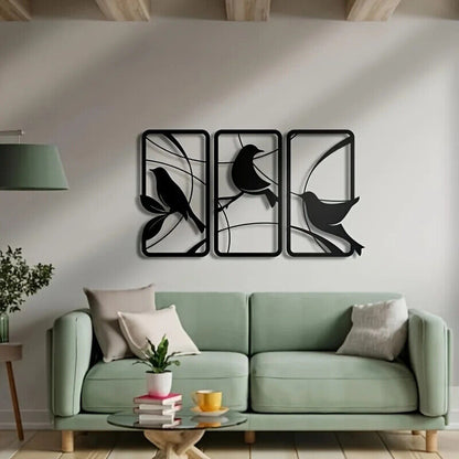 3pcs Paradise Bird Metal Wall Art, Bird Metal Wall Painting Metal Wall Picture