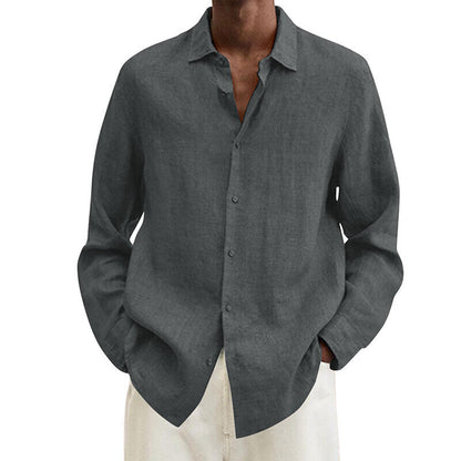 Men's Cotton Linen Long Sleeve Shirt Baggy Button-down Tops T Shirt Blouse M-5XL