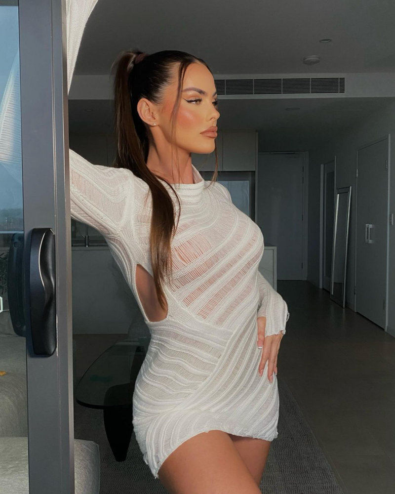 Dress Women's Long Sleeve Hollowed Out Skirt Tight Hollowed Out Bag Buttocks