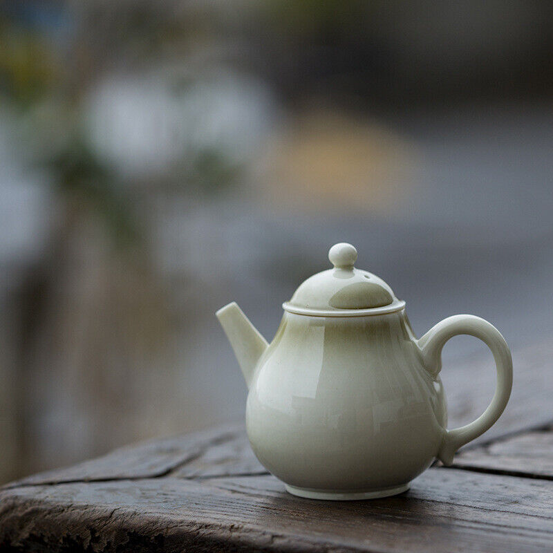 160ml Porcelain Tea Pot Pear Shaped Ball Infuser Holes Jingdezhen Handmade Pot