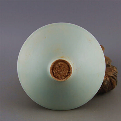 Chinese Song Hutian Kiln Yin Carved Value Stripe Celadon Bamboo Hat Bowl