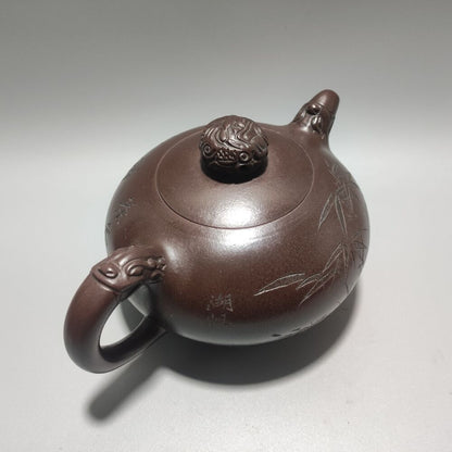 Vintage Chinese Yixing Purple Clay Teapot Zisha Ceremony Carving Collectible Art
