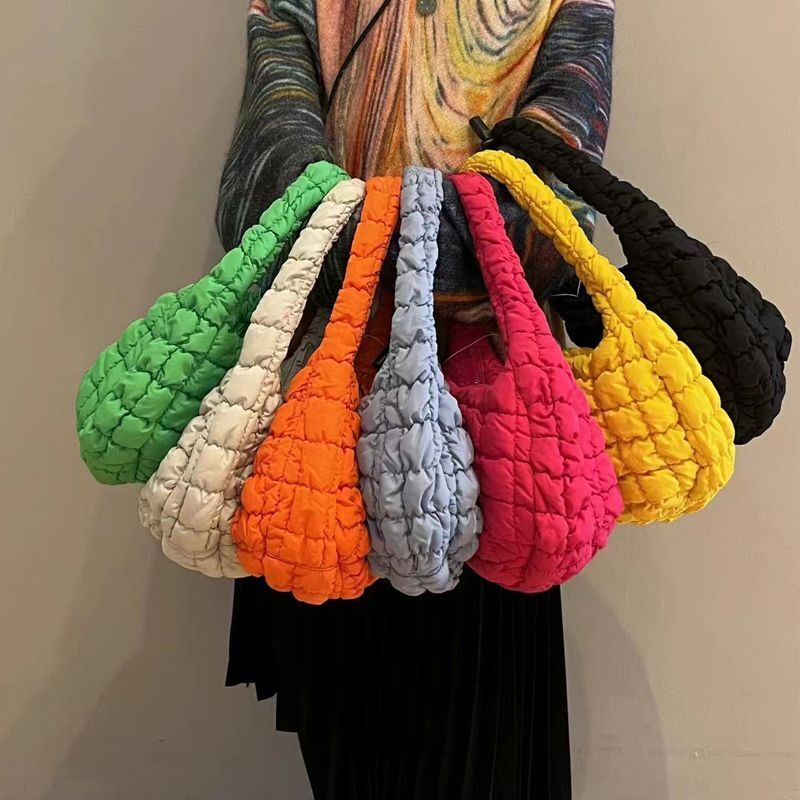 Nylon Handbag Hobos Shoulder Bags Padded Small Tote Bag Colorful Shopper Purses
