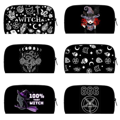 Cute Black Witch Wallet Money Bags Skull Gothic Purses Credit Card Phone Holder