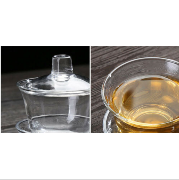 100ml glass gaiwan clear color promotions tea cup bowl with coaster lid tureen