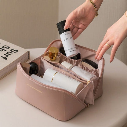 Large Traveling Cosmetic Bag Synthetic Leather Organizer Case Storage Pouch 1 PC