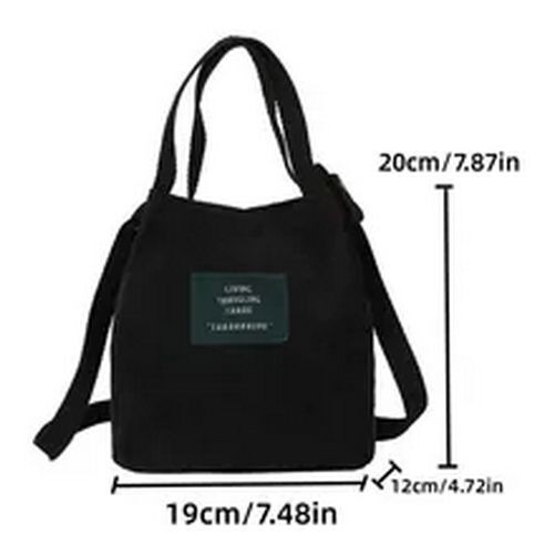 Retro Corduroy Canvas Simple Literary Shoulder Bucket Cloth Bag Purse 19*20*12CM