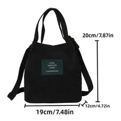 Retro Corduroy Canvas Simple Literary Shoulder Bucket Cloth Bag Purse 19*20*12CM