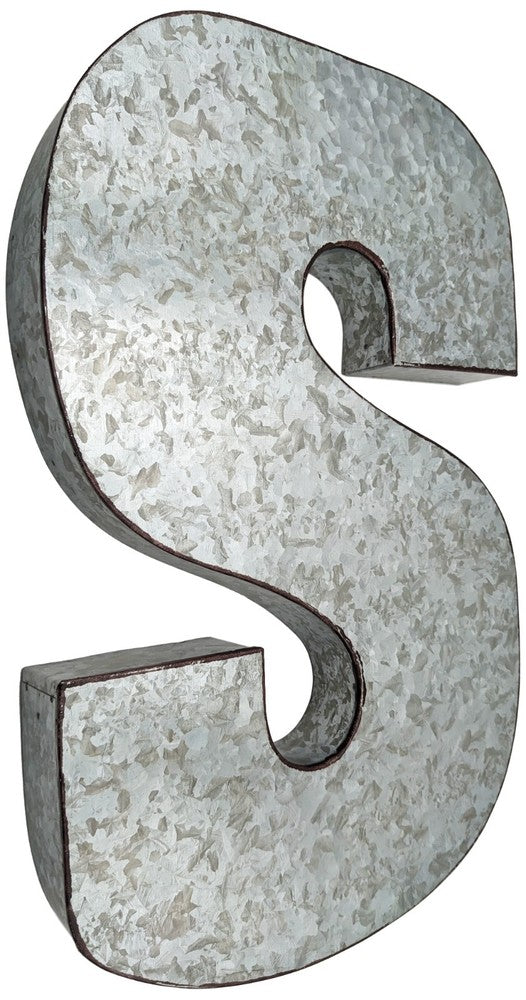Huge 20" Metal Letter Hanging Wall Décor, Galvanized Metal with Rusted Edges