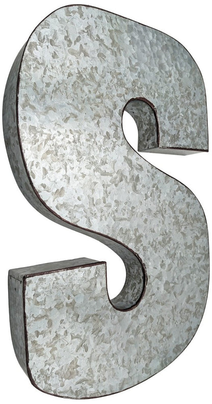 Huge 20" Metal Letter Hanging Wall Décor, Galvanized Metal with Rusted Edges