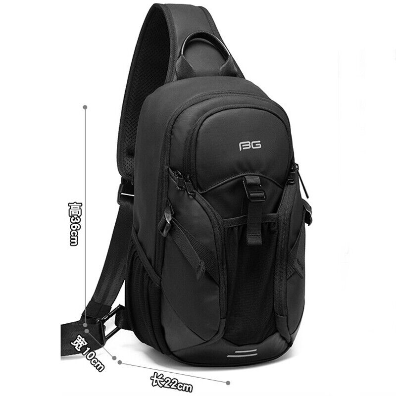 Sling Backpack Oxford cloth Waterproof Black Crossbody Bag Outdoor Sport Bags