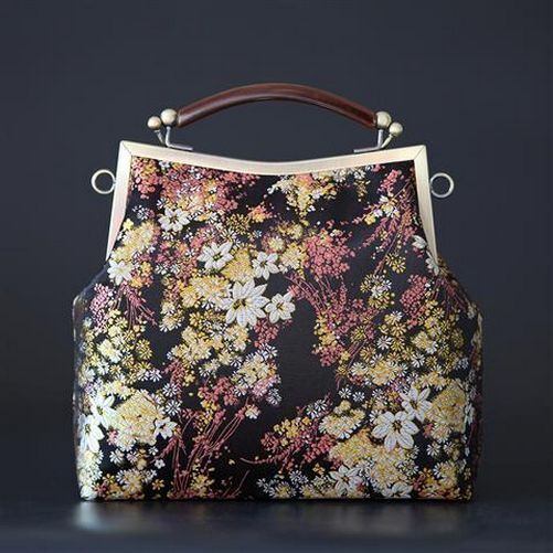 Vintage Flowers Shell Lock Bag Shoulder Crossbody Bag Handbags Purses Nylon 1 PC