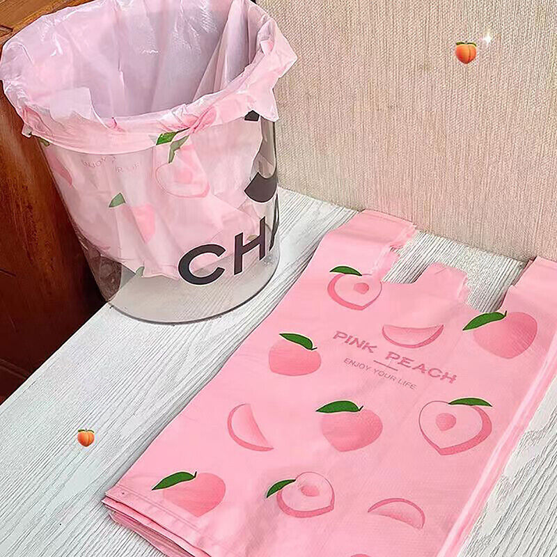 50Pcs Cute Fruit Plastic Bag Carry Out Bags With Handle Food Packaging Storage