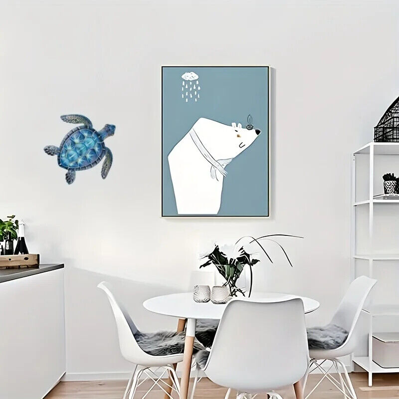 Blue Metal Sea Turtle Wall Decor Sea Life Turtle Decor Metal Wall Art Decoration