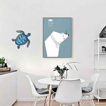 Blue Metal Sea Turtle Wall Decor Sea Life Turtle Decor Metal Wall Art Decoration