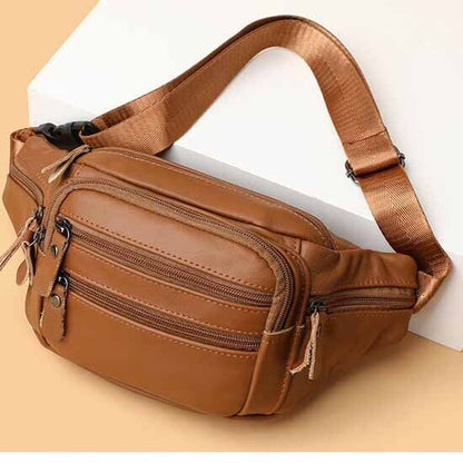 Genuine Leather Waist Pack , Business Cash Purse Crossbody Sling Bag Sport Bag