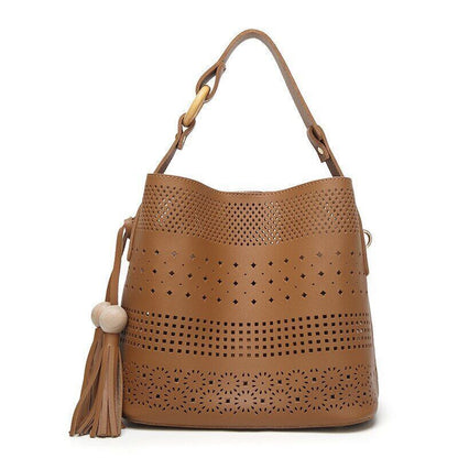 Women Bag Tassel Chain Shoulder Bag for Girl Gift Pu Pink Black Gray Brown