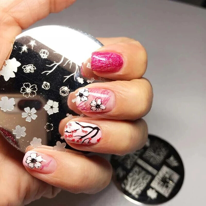 Nail Art Tools Stamping Stainless Steel Designs Shiny Pattern Stencils 5.5x5.5cm