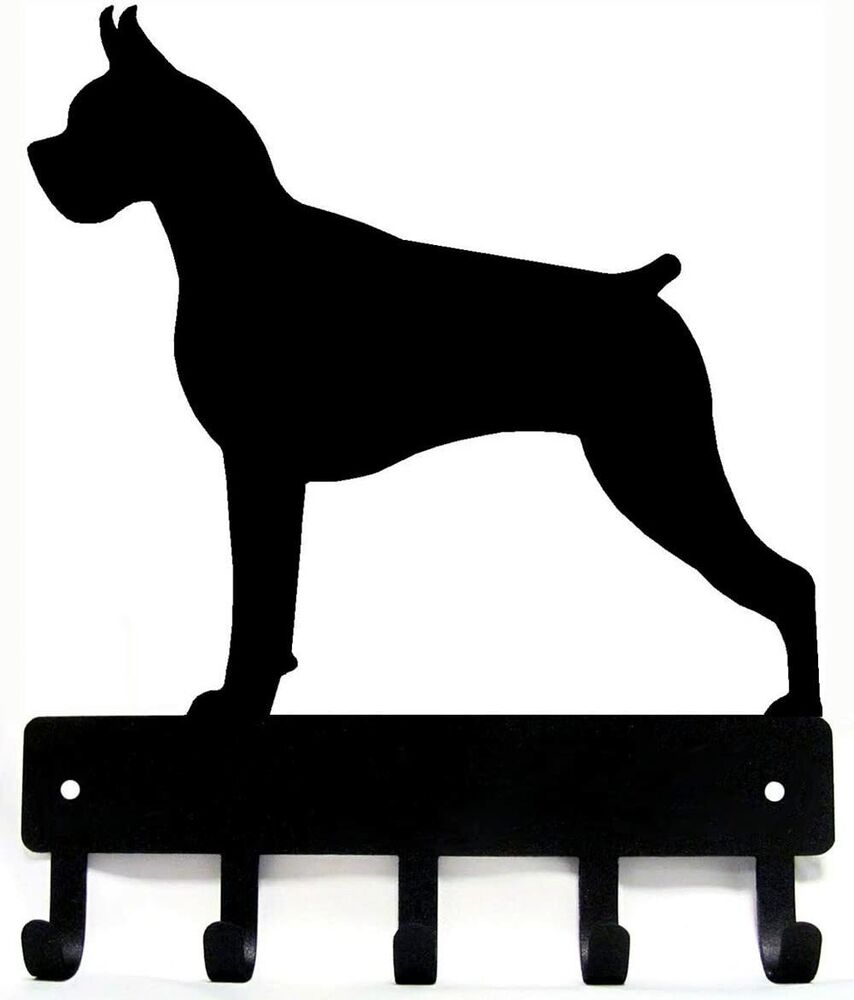 Boxer Dog - Key Hooks & Keychain Holder - 6 inch Wide/9 inch Wide Metal Wall Art