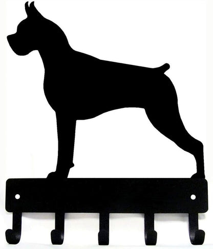 Boxer Dog - Key Hooks & Keychain Holder - 6 inch Wide/9 inch Wide Metal Wall Art