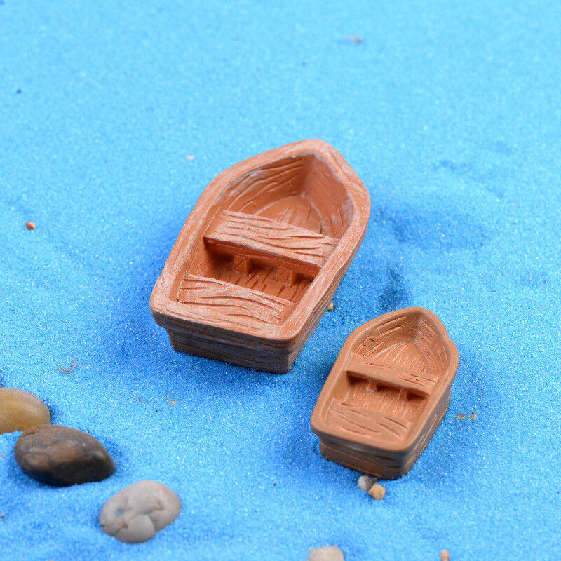 Miniature Assault Boat 2pcs Assembly Model Moss Craft Micro Landscape Decoration