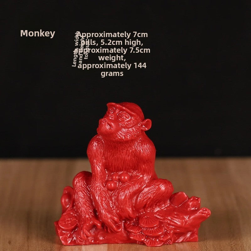 1Pc Cinnabar Handcarved Twelve Chinese Zodiac Tea Pet Amulet Home Decoration