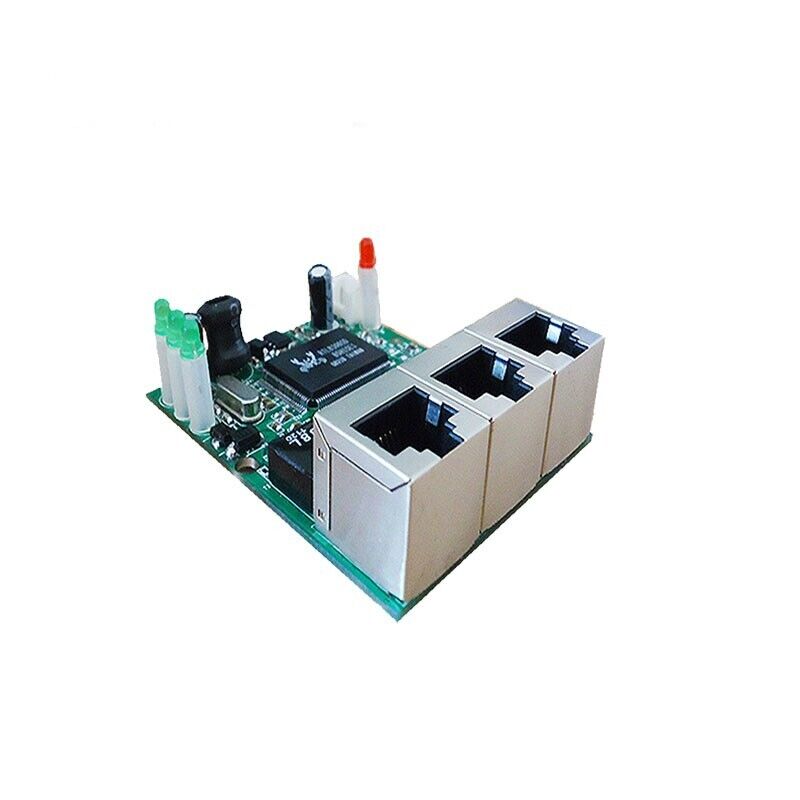 Realtek RTL8306E chipset 90/180 degree RJ45 3 port mini ethernet switch board fa