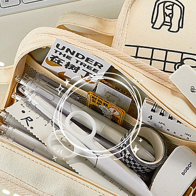Cute Pencil Case Large Capacity Zipper School Stationery Organizer Pen Pouch Bag
