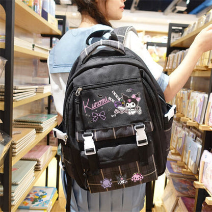 My Melody Kuromi Student Backpack Cinnamoroll Pom Pom Purin Pochacco Schoolbag#h