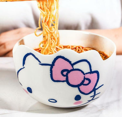 Cute Hello Kitty Ceramic Oatmeal Salad Fruit Soup Noodle Bowl Rice Bowl