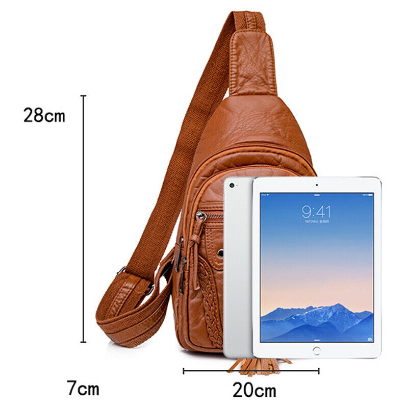 Women's Sling Backpack Faux Leather Crossbody Chest Bag Outddor Casual Daypack