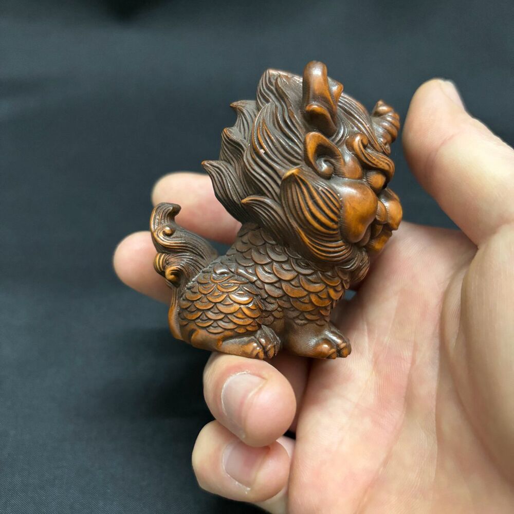 chinese boxwood carving wooden ornament pendant wooden animal figurine decor art