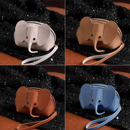 Women PU Leather Elephant Shape Wallet Zipper Coin Mini Purse Key Kard Bag