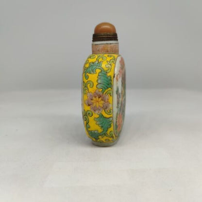 peking glass snuff bottle hand painted flowers qing rare signed bird snuffbox