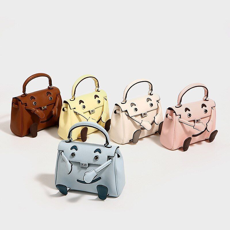 Polyester Split Genuine Leather Bag Small Shoulder Messenger Handbag 19*7*15 Cm