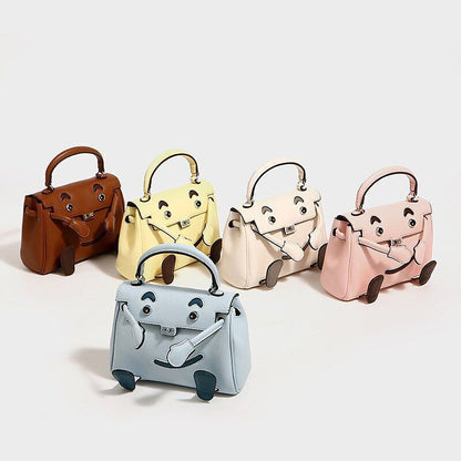 Polyester Split Genuine Leather Bag Small Shoulder Messenger Handbag 19*7*15 Cm