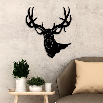 1pc, 3D Deer Head Metal Wall Art - Elegant Home and Office Decor