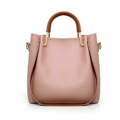 4PC Women PU Leather Handbag Shoulder Bag Crossbody Satchel Messenger Purse Tote