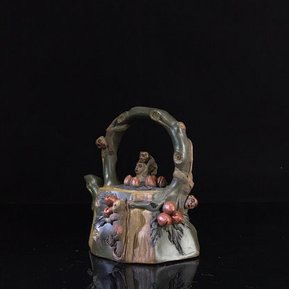vintage chinese yixing purple clay teapot zisha ceremony carving Collectible art