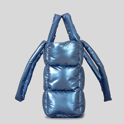 Padded Tote Bag Women Handbags Nylon Down Shoulder Bags Warm Winter Purse