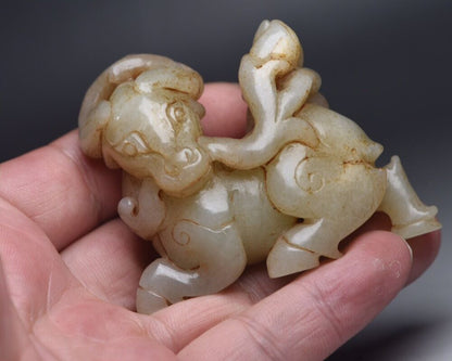 Chinese Natural Hotan Jade Carving Exquisite Crane Statue Figurine Collectible