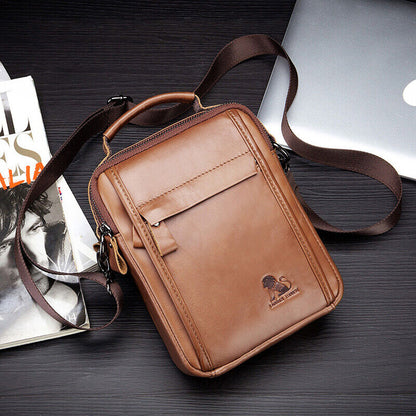 100% Genuine Leather Men's Sling Shoulder Bag Messenger Bag 8" Handbag Crossbody