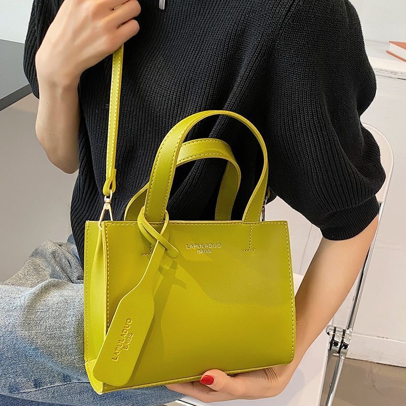 Soft Leather Crossbody Bag Women Solid Color Shoulder Purse Trendy Handbag Green